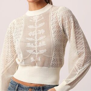 Zara Cream Lace Knit Sweater